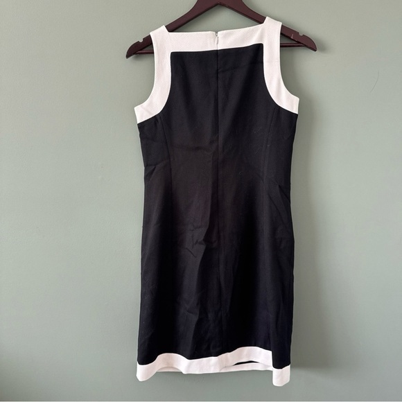 Ann Taylor Petites Silk Cotton Blend Black White Sleeveless Sheath Dress 2P - Picture 7 of 11